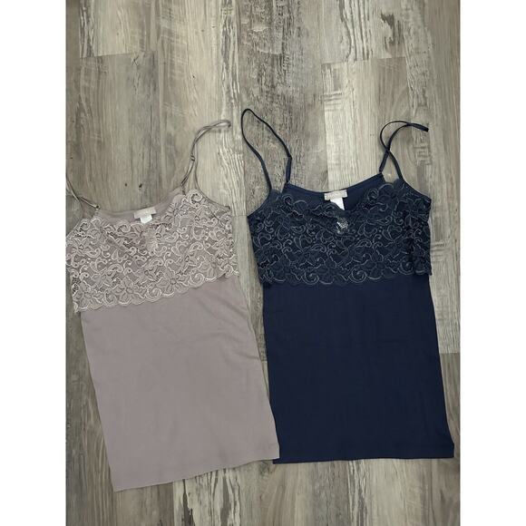 Hanro Tops - HANRO Moments Lace Cotton Cami Adjustable Straps Tank Top Size XS Set Of Two